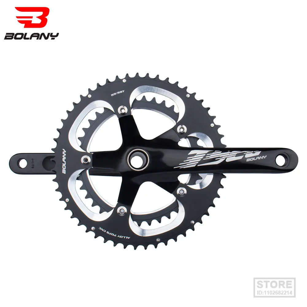 

BOLANY 130BCD Round Hole Bike Crankset Alumniun Alloy 53-39T Chainwheel Bicycle 170mm Integrated Fixed Gear