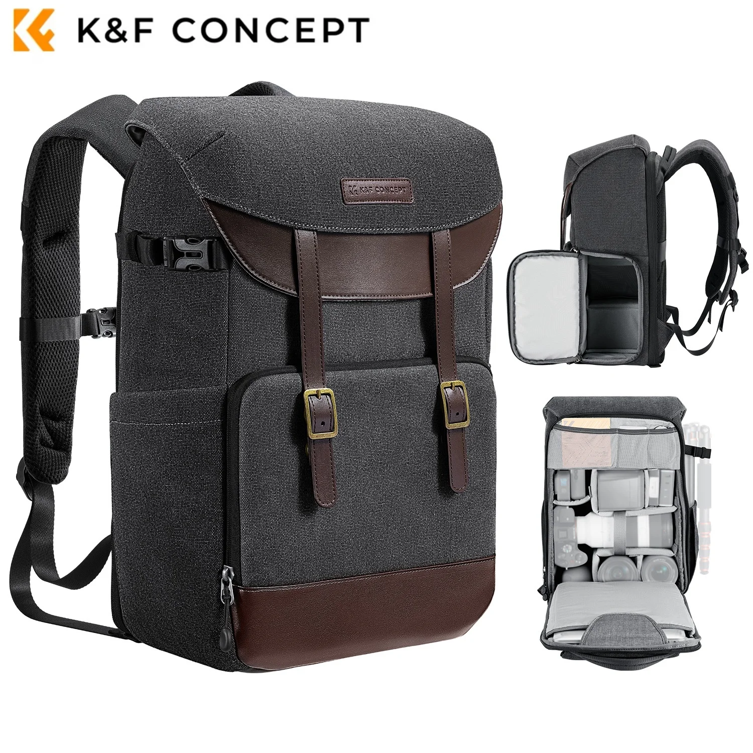 

K&F CONCEPT 20L Camera Backpack Waterproof Outdoor Travel Professional Photography Bag For Sony Canon DSLR Camera Carry Tripod