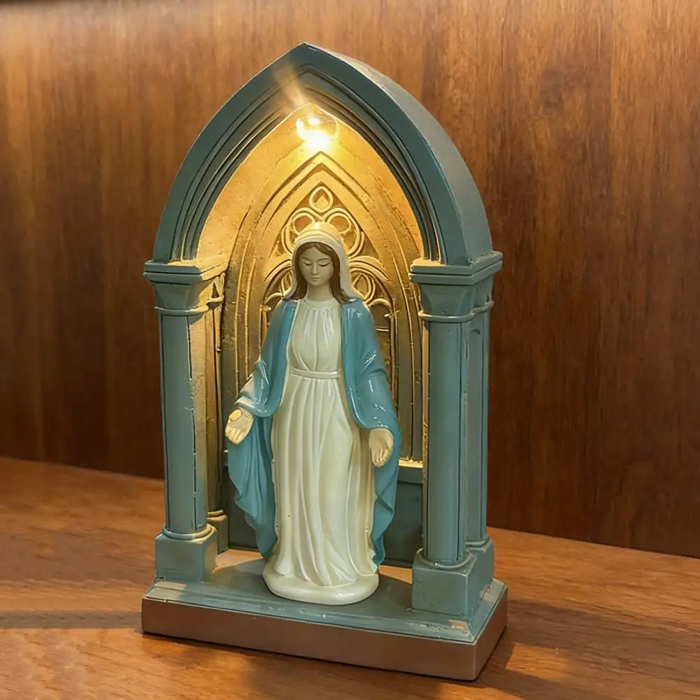 Glare-free Prayer Lamp Cathedral Led Prayer Shrine Night Light Table Lamp with Illuminated Arch Spiritual Gifts for Christian