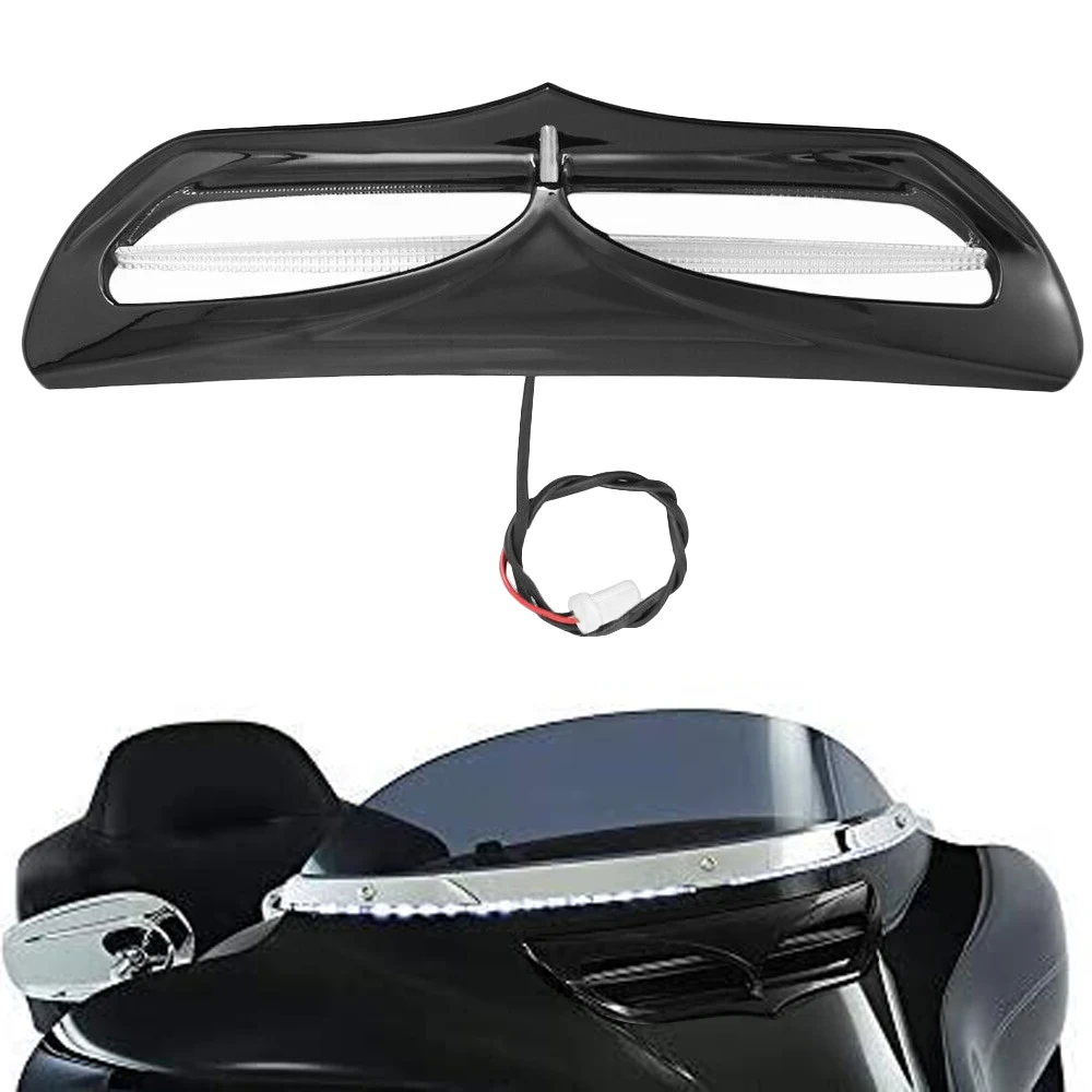 Motorcycle Batwing Fairing Vent Trim with LED Light For 2014-2022 Harley Electra Glide Street Glide Tri Glide
