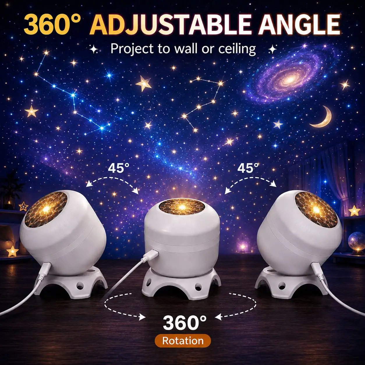 Star Galaxy Projector 8 in 1 Starry Sky Projector with 360° Rotating Timer Atmosphere Lamp for Kids Birthday Xmas Gifts Decor