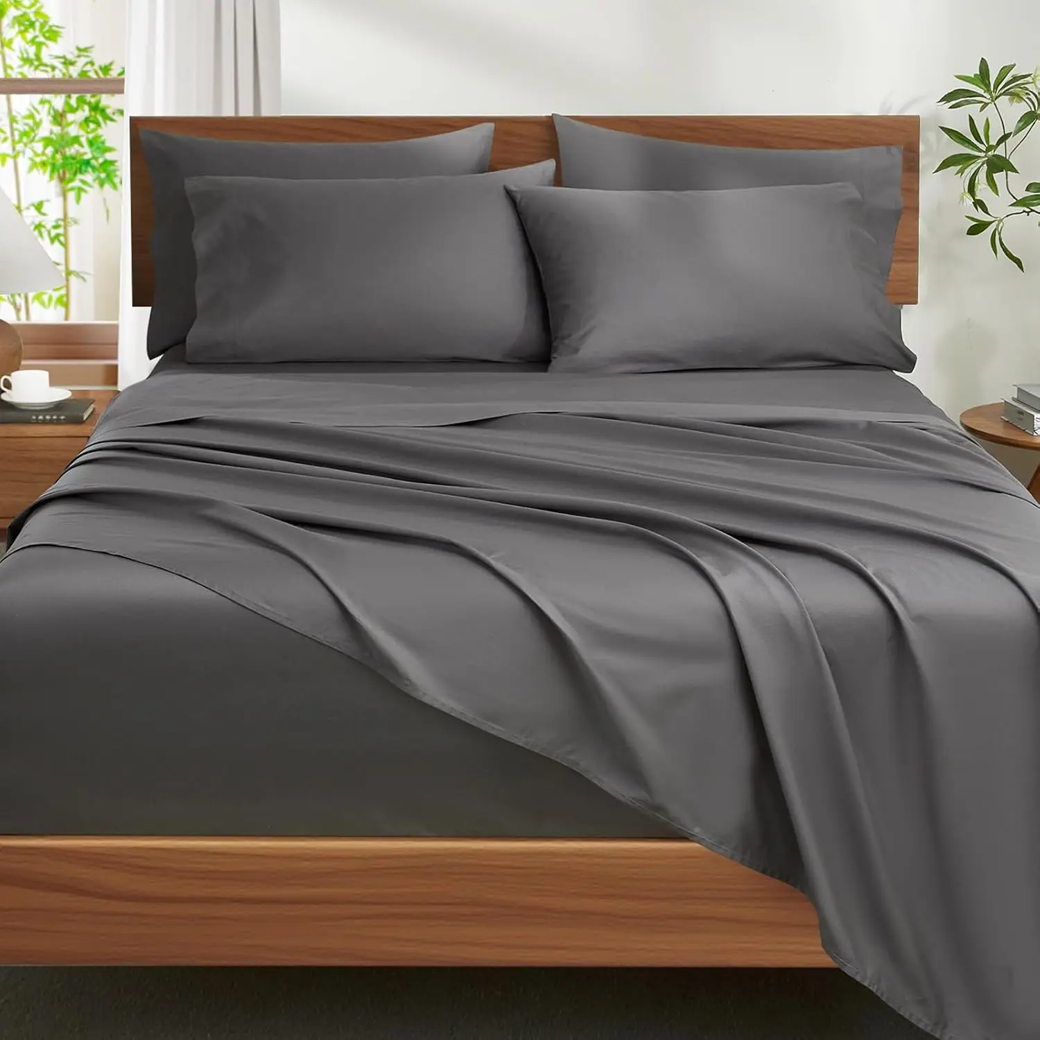 Queen Size Egyptian Cotton Sheets Set - 1200 Thread Count, 6 PC with 18
