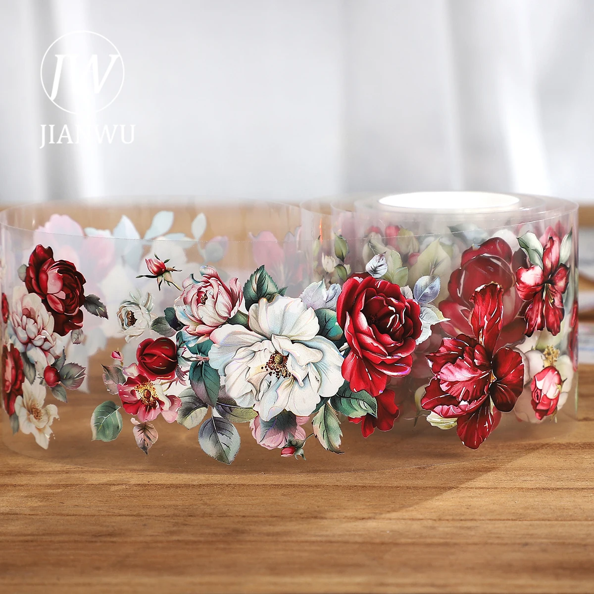 JIANWU 200cm Vintage Character Flower Building Landscaping Material Collage PET Tape Creative DIY Journal Stationery