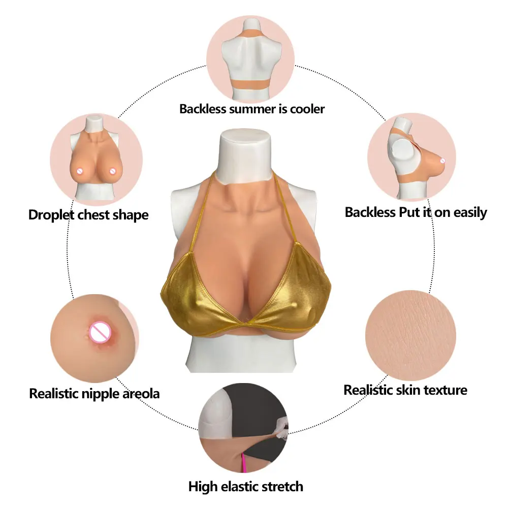 Realistic Fake Tits Huge Silicone Crossdresser Breast Forms Bodysuit False Nipples For Shemale Transgender Cosplay  Drag Queen