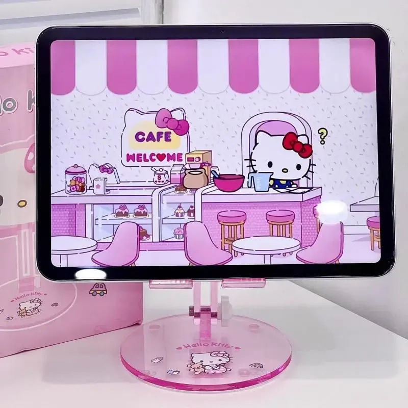 Hello Kitty Soporte para teléfono ajustable con múltiples ángulos Soporte de escritorio plegable Compatible con Smartphone Tablet Ipad para cama Sofá Observación