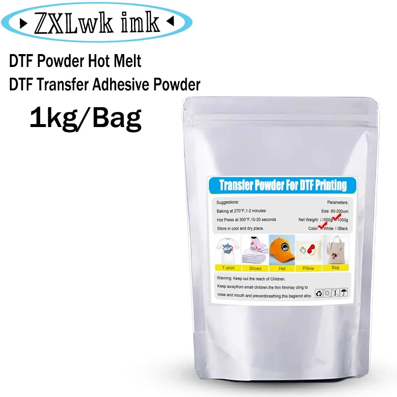 DTF Transfer Adhesive Powder White DTF Powder Hot Melt Adhesive, Pretreat Powder For Direct To Film Printing On All Fabric 1KG