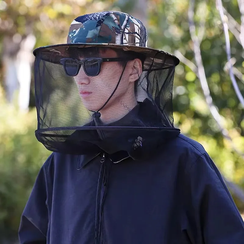 Fishing Cap Mesh Bee Keeper Hat with Mosquito Net Prevent Anti Sun UV Outdoor Sunshade Neck Walking Head Covers for Men Women's