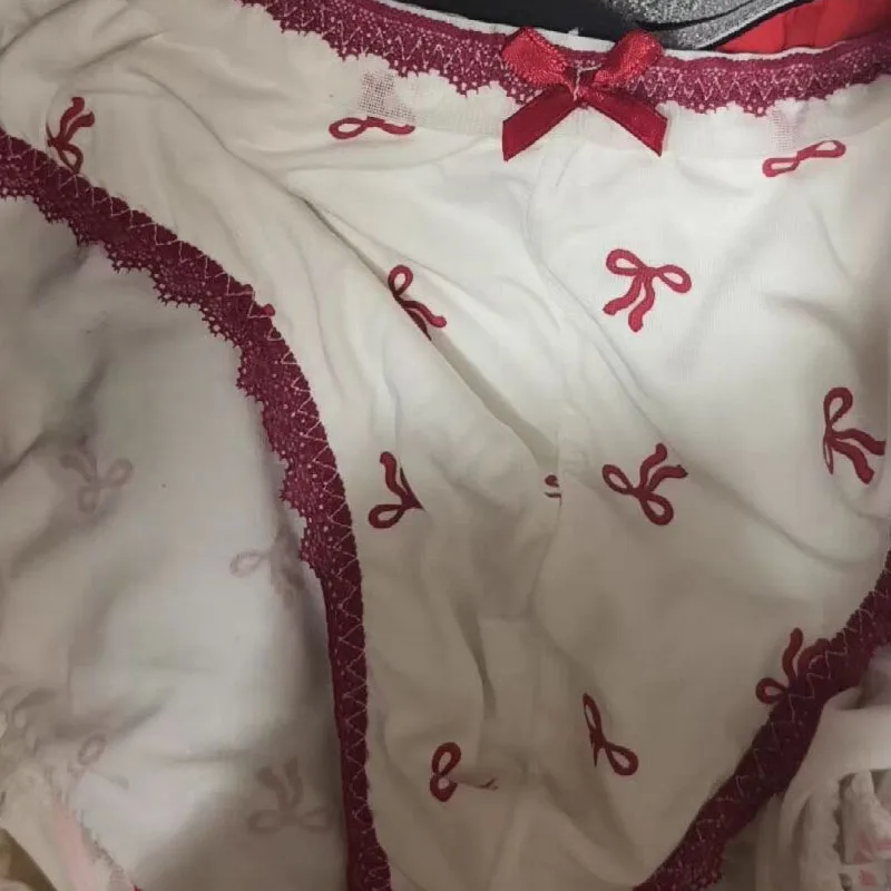 Men's Cotton Underwear Cross dressing Sissy Bow Panties Convex Pouch Breathable Comfortable Briefs Female Design Style
