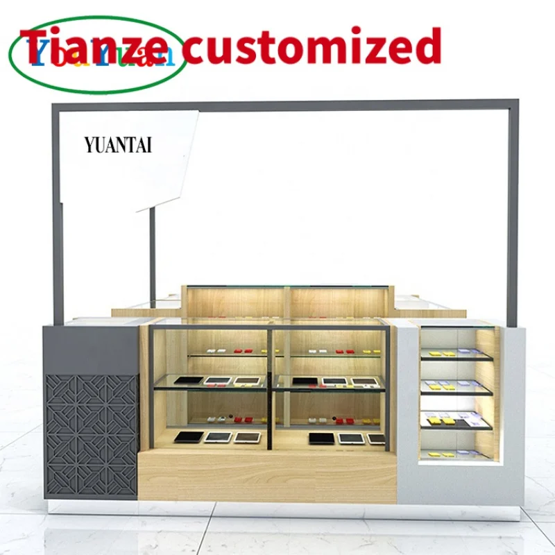 

(customized)good quality cell phone showcases counter accessories kiosk shopping mall mobile kiosk design