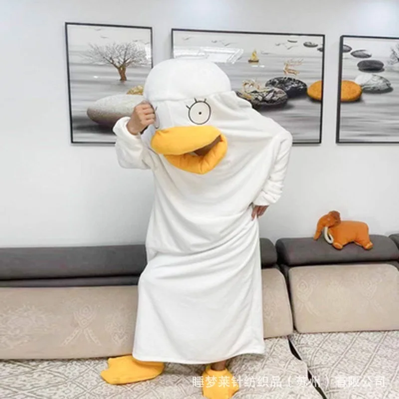 Hot Elizabeth Duck Pajamas Funny Home Clothes Set Cute Cartoon Couple Flannel Robe Winter Star Same Style Cosplay Costume Gift