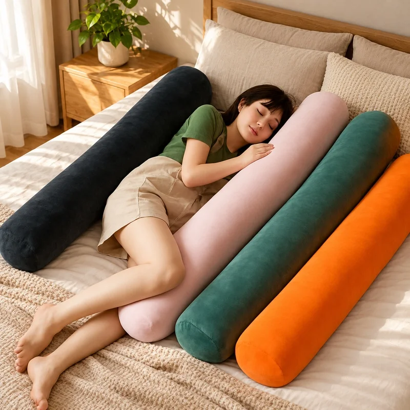 Ergonomic Long Body Pillow for Side Sleeping and Bed Reading, Versatile Pregnancy Cushion for Enhanced Comfort