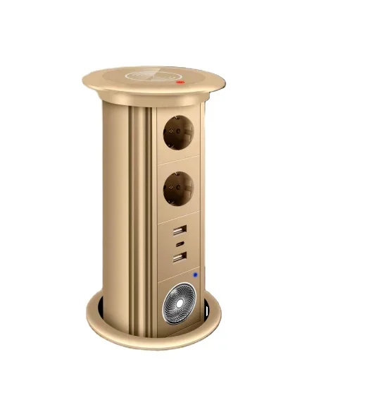 Water Proof Motorized Pop Up Smart Lifting Socket Usb Support Blue Tooth Speaker Wireless Charging Plug Socket For Smart Home