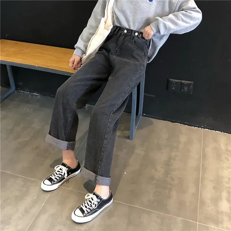 2024 Autumn New All-match Retro Chic Streetwear Vintage Jeans Korean Fashion High Waist BF Oversize Wide Leg Straight Trousers