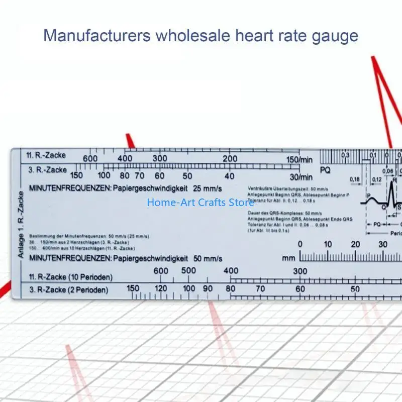 Y3NA Electrocardiogram Ruler Measuring Tool Assessment Measure Ruler Tool Plastic Heart Rate Scale Ruler for Interpretation