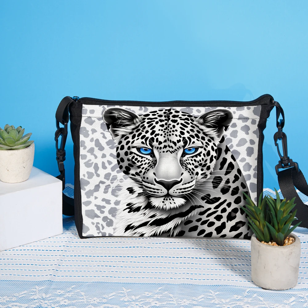 1pc Leopard Print Crossbody Bag Black And White Animal Pattern Shoulder Bags For Women Men Outdoor Travel Daily Use Fashion Acce