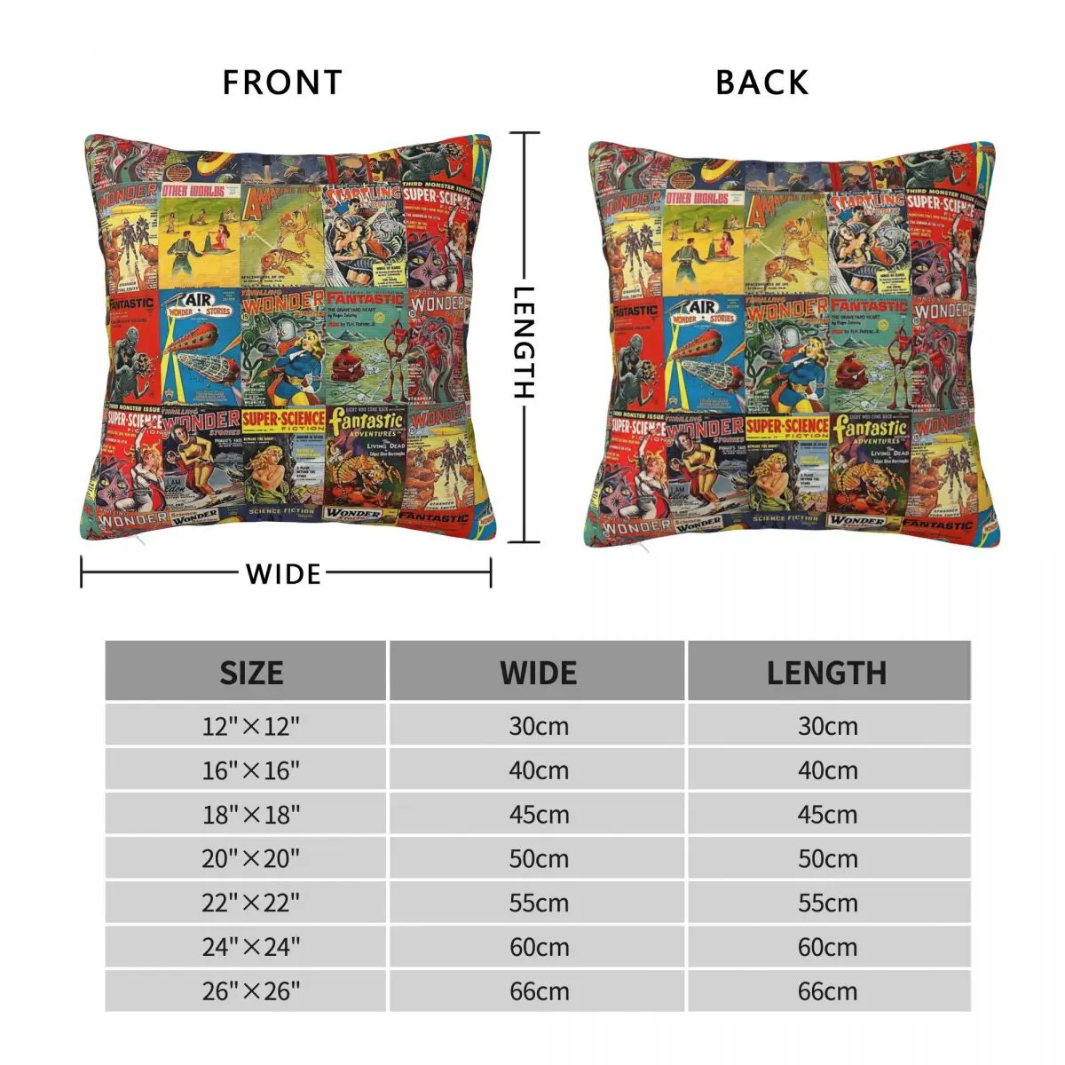 Sci Fi Pulp Fiction Collage Square Pillowcase Polyester Linen Velvet Creative Zip Decor Home Cushion Cover