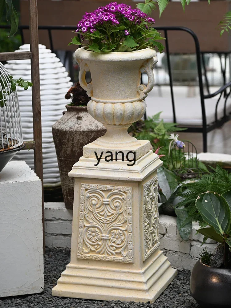 LHH retro flower pot outdoor courtyard garden decoration ornament villa entrance balcony large flower pot
