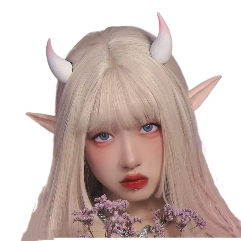 

Dark Gothic Devil Horns Ghost Hairpin Edge Hair Clips Skull Butterfly Bat Ear Costume Halloween Anime Cosplay Hair Accessories
