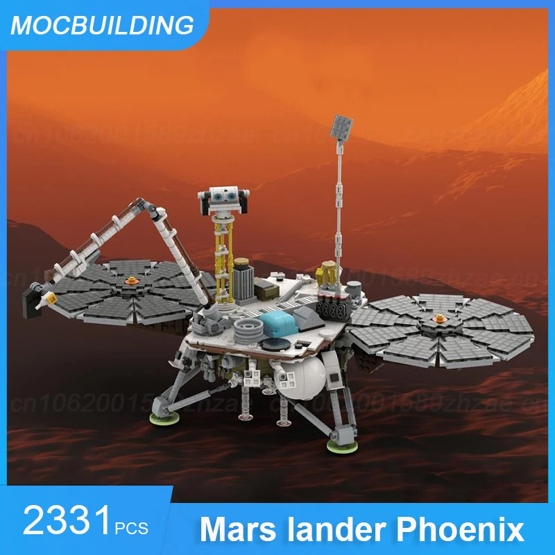 

Строительные блоки Mars Lander Phoenix масштаб 1:9, строительные блоки MOC, сборные кирпичи «сделай сам», серия космоса, развивающие креативные игрушки, подарки, 2331 шт.