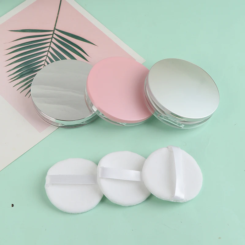New 3g Ultra-thin Empty Loose Powder Box Pot Makeup Jar Sifter Container Puff Mirror