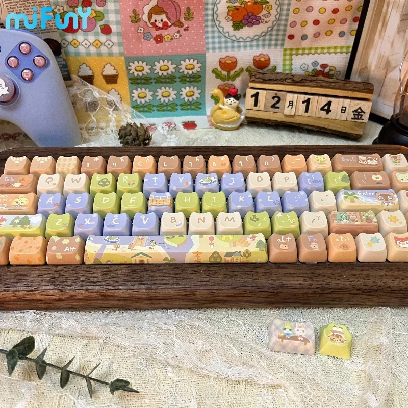 Animal Forest Keycaps Custom MAO/MOA Profile Keycap Cute Cartoon Anime Point Key Cap for Crush80 Wooting Mechanical Keyboard