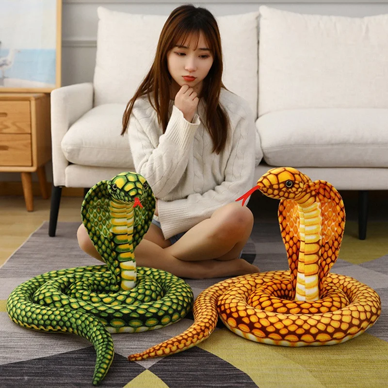 Stuffed Animal Cobra Snake Plush Stuffed Python Cobra Doll Prank Prop Animal Party Decoration Gift Durable Easy To Use Yellow