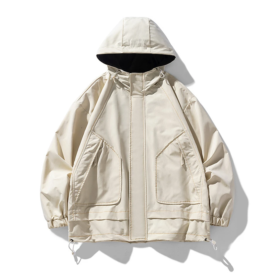 Cargo Jacket Men Spring Autumn Windbreak Jackets Waterproof Coats Fashion Casual Solid Color Camping Jacket Male Outerwear