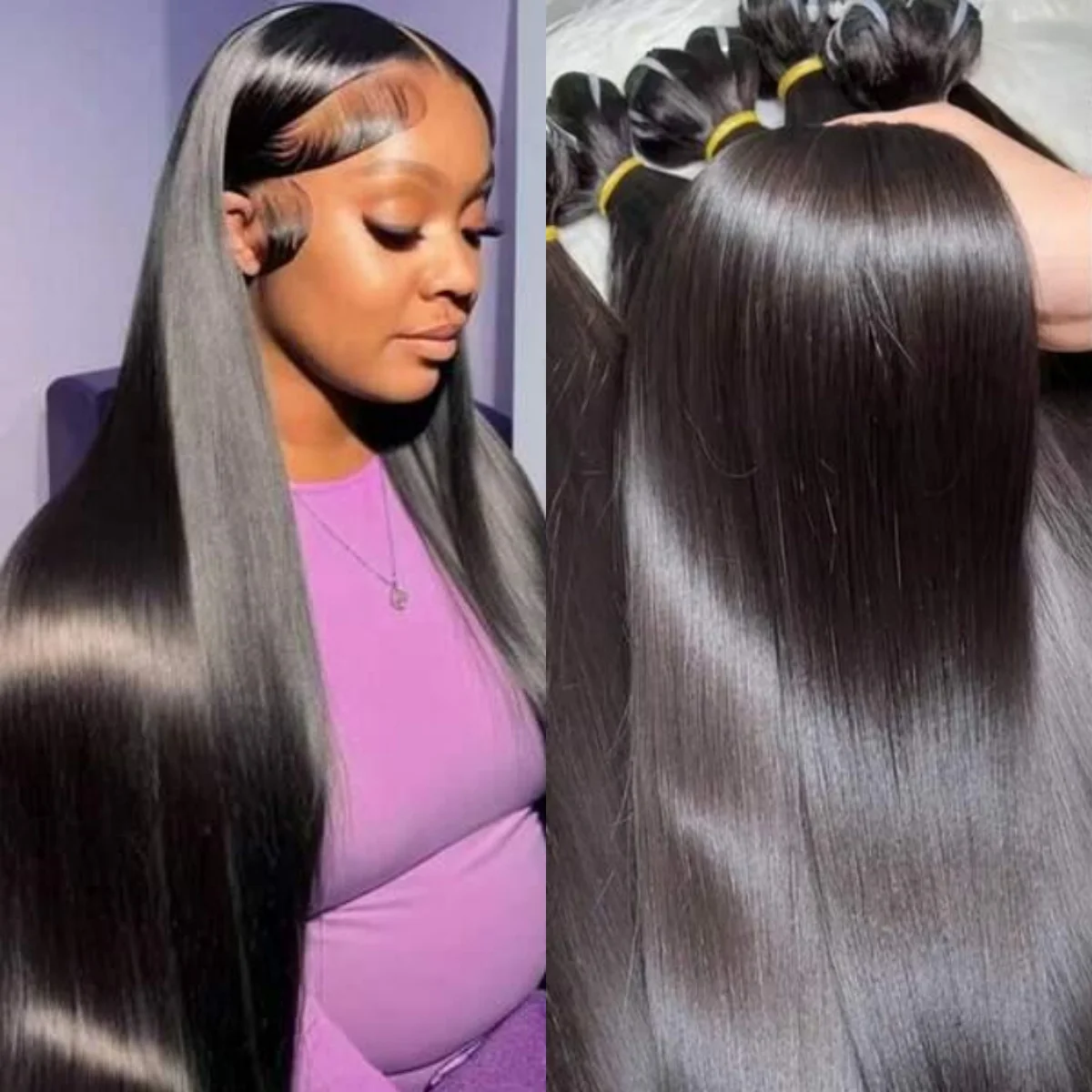 1/3/4 قطعة حزم مستقيمة طويلة 12-42 بوصة الشعر التمديد الطبيعي أسود اللون حزم الشعر البشري للنساء البرازيلي عذراء الشعر #1