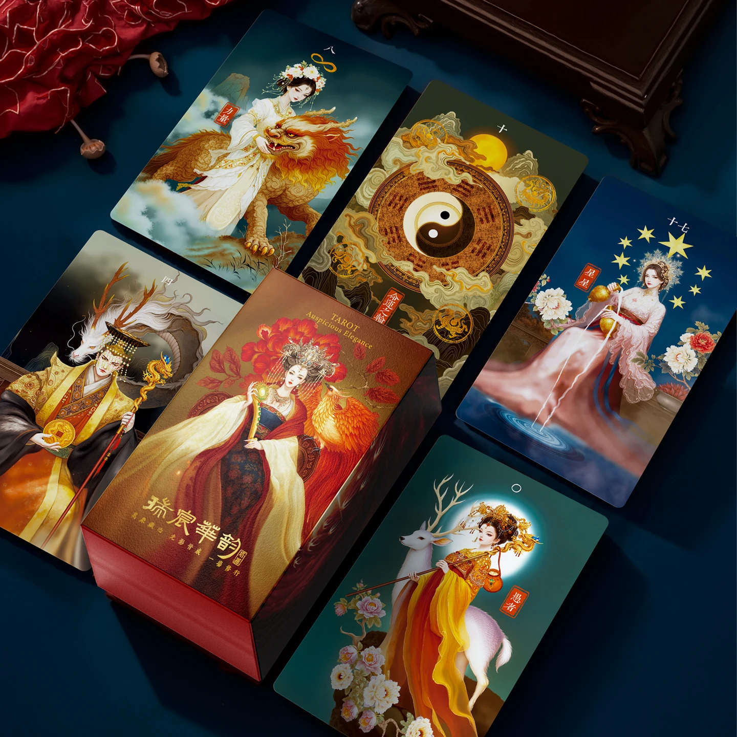 

New 2026 Chinese Style Auspicious Elegance Tarot 78 Card Collector Edition Original Oracle Rider Waite Tarot Deck with Guidebook