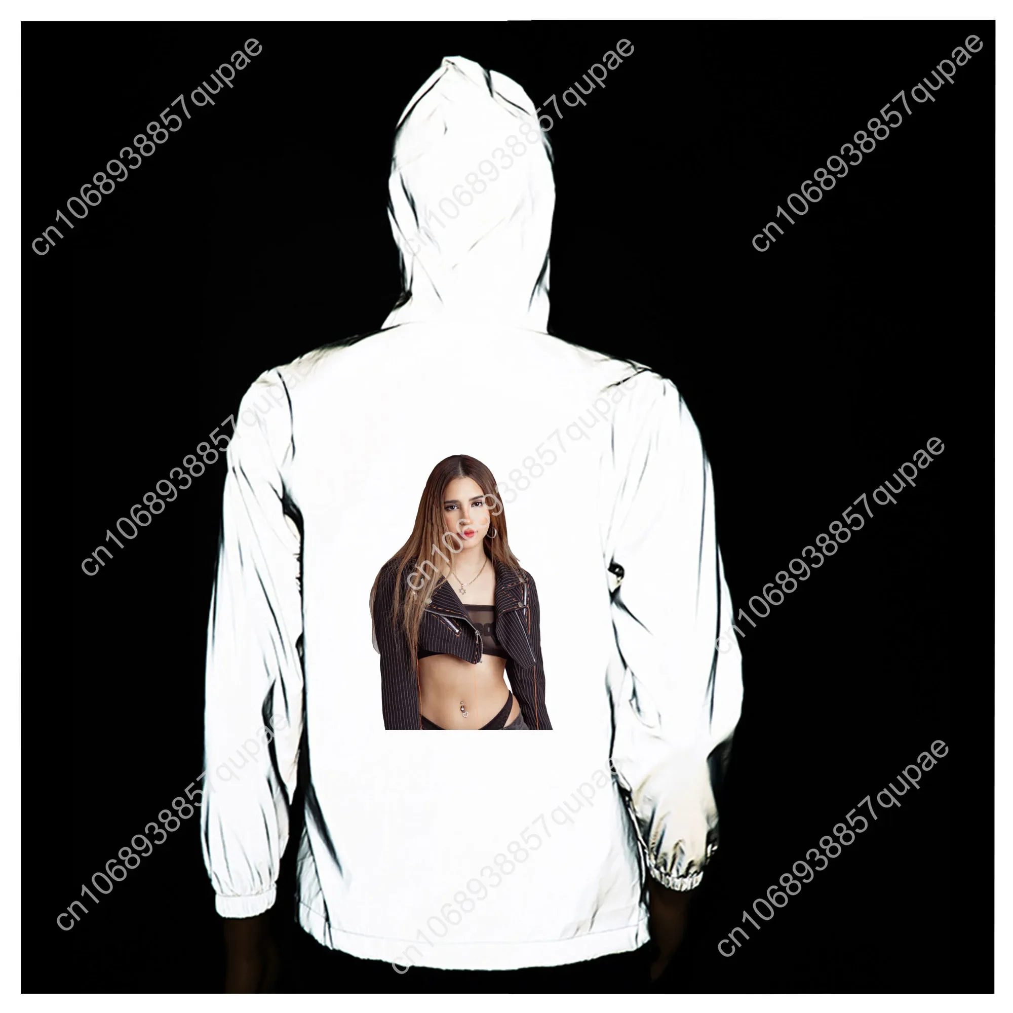 Domelipa Reflective Jacket Hip Hop Singer Men Women Coat Hooded Windbreaker Runing Pocket Jackets Cycling Customized Hoodie