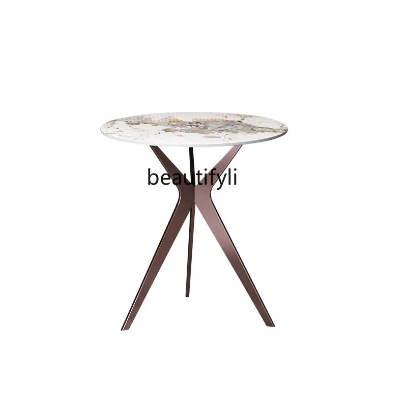 yjLight Luxury Stone Plate Sofa Side Table Side Cabinet Side Table Living Room Small Coffee Table Modern Minimalist Corner Table