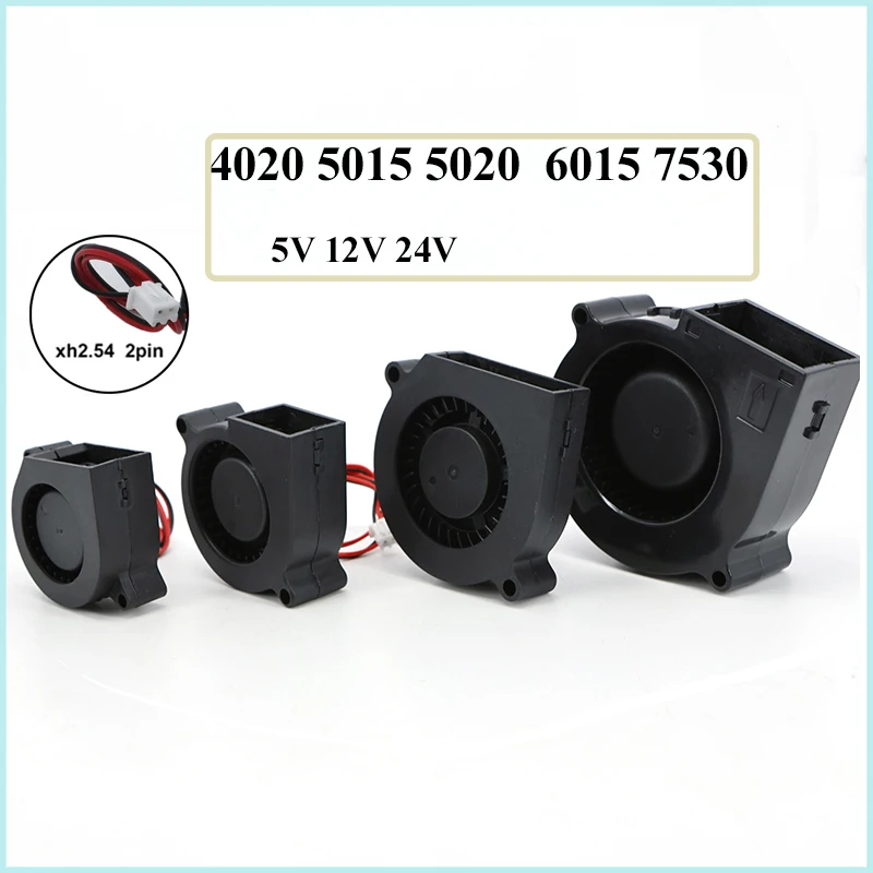 Ventilador Turbo de Resfriamento Sem Escovas 2 Pinos 4cm 5cm 6cm 7cm DC 5V 12V 24V 4020 5015 5020 6015 7530 para Impressora 3D Cooler W28