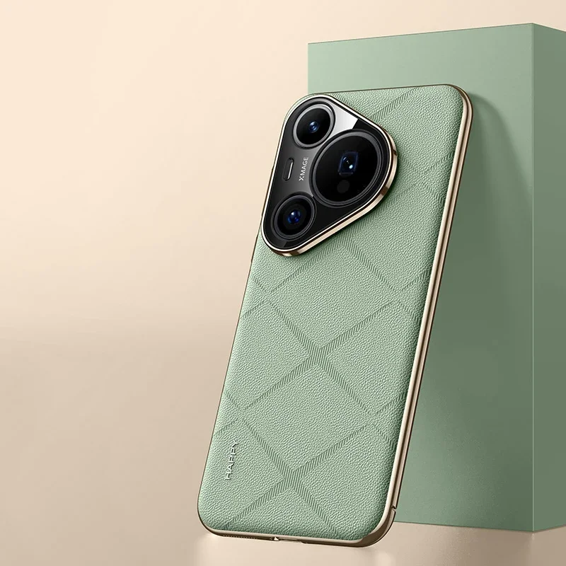 

For Huawei Pura 70 Ultra Luxury Ultra-thin Plain Leather + PC Camera Protection Back Cover For Pura 70 Pro Plus