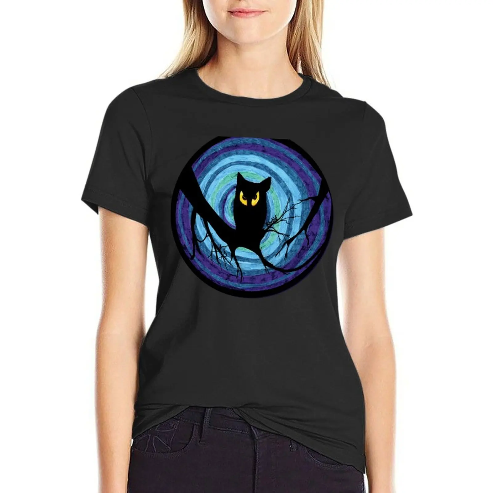 time for child stories: the EVIL OWL T-Shirt oversized cute tops cotton t shirts Women