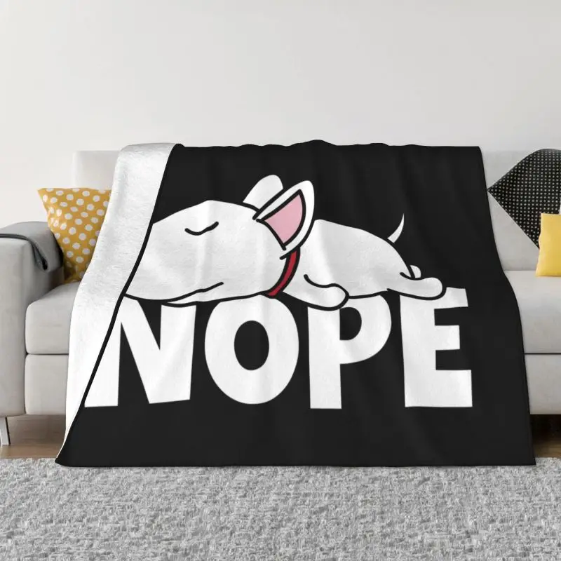 

Nope Bull Terrier Dog Lazy Blankets Warm Flannel Animal Pet Throw Blanket for Home Bedroom Sofa