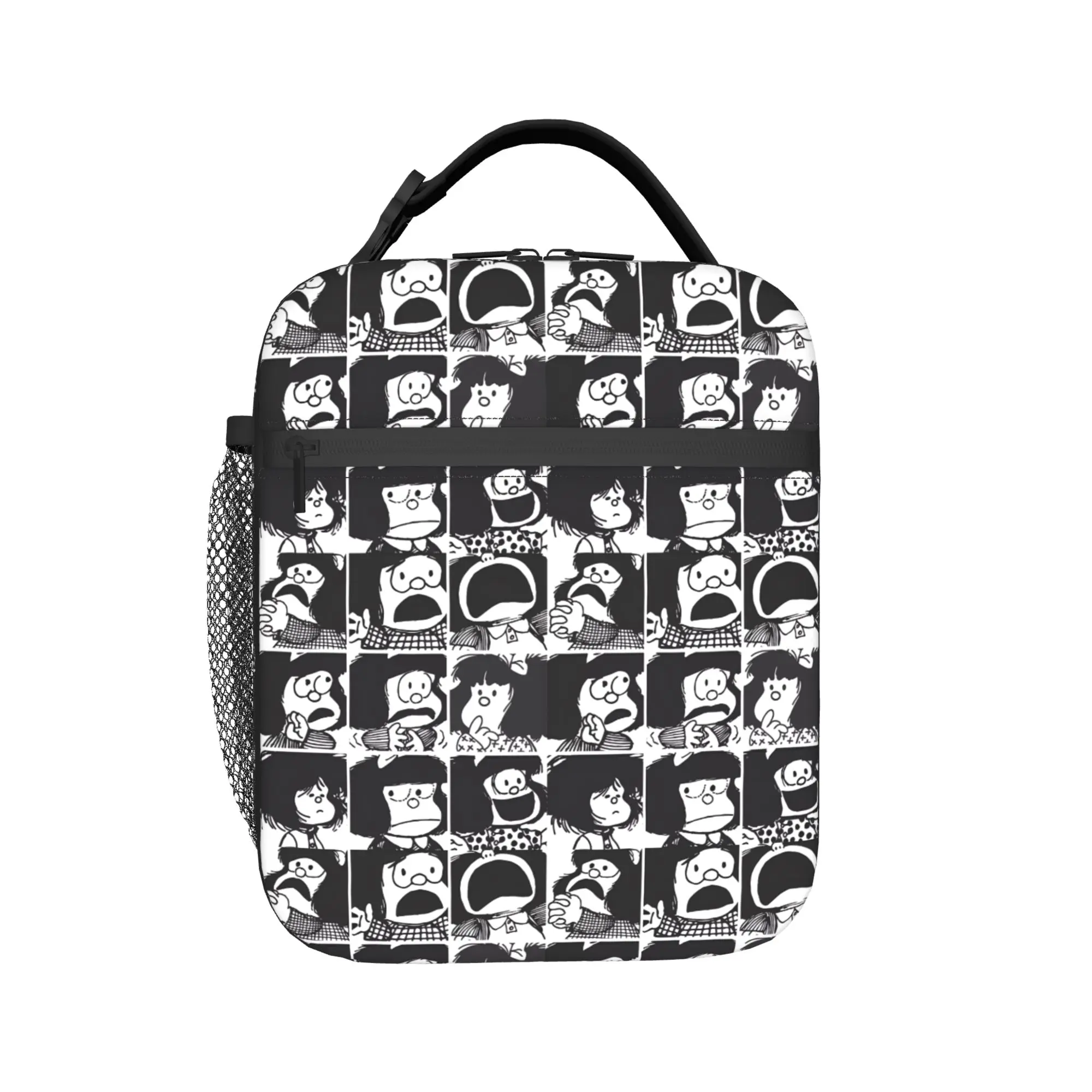 Mafalda Manga Girl Cute Lunch Bag  Leisure Lunch Box School Portable Zipper Thermal Lunch Bags For Women Oxford Print Cooler Bag