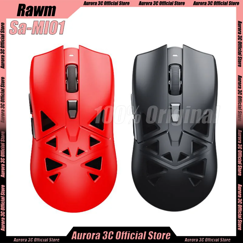 Rawm SA-SL01 Gamer Mouse 3Mode 2.4G Wireless Bluetooth Mouse PAW3395 Lightweight Low Latency Mouse 650IPS Office Gamer Mice Gif