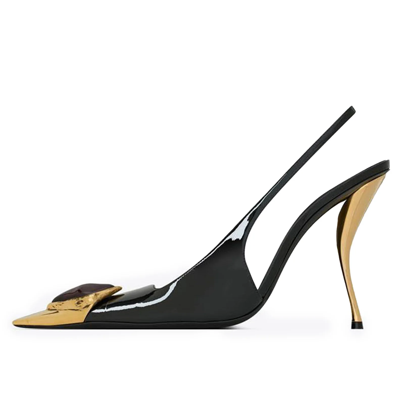 

Square-Toe Metal Special-Shaped Heel Gem High Heels Comfortable Stiletto Heel Hollow Back Sandals Back-Strap Party Women's Shoes