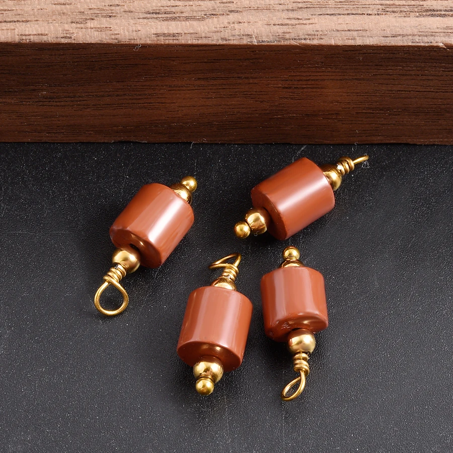 2 Stück natürliche Perlen-Steinanhänger für Schmuckherstellung, Vintage-Ethno-Anhänger, Obsidian, Blaustein, Tigerauge, Charm-Materialien – Detail 17