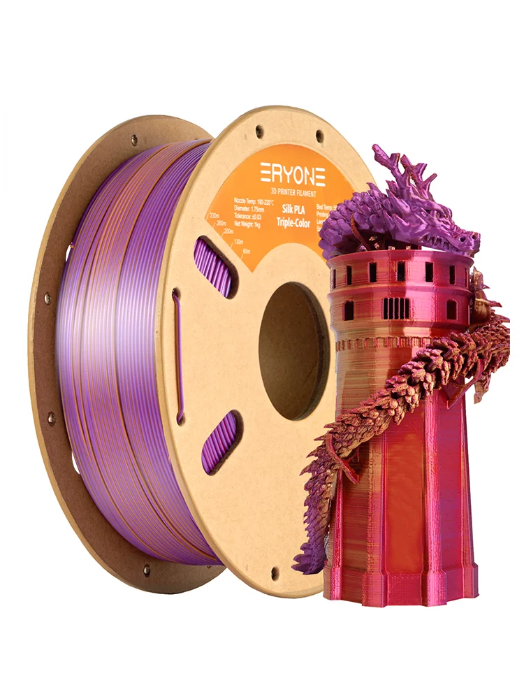 NOUVEAU ERYONE 1KG/3KG/10KG Promotion Filament PLA Soie Tricolore pour Impression 3D 1.75mm Haute Qualité Livraison Rapide Gratuite
