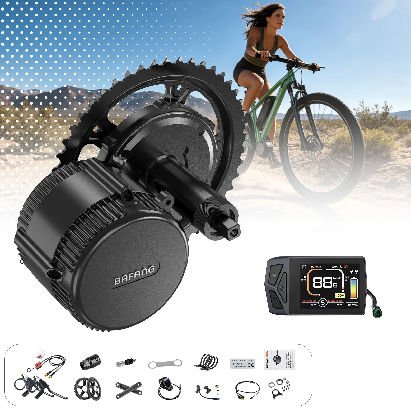 Mid Drive Conversion Kit 1000W - Bafang 750W 48Vモーターキットコンプリートセット電動自転車ミッドドライブ8fun BBS02 BBS02B電動自転車変換キットセントラル自転車エンジン