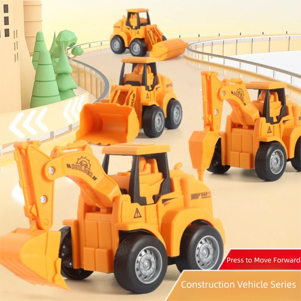 Durable Plastic Engineering Vehicle Model Press Sliding Simulation Model Excavator Bulldozer Gifts