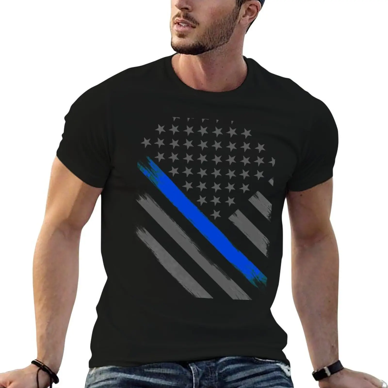 

Thin Blue Line Flag Tactical Officer T-Shirt men t shirt cotton 100% man tshirt T-Shirt