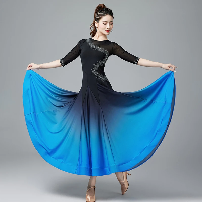 

Women's New Ballroom Dance Dress Latin Dance Social Dance Wear Cha Cha Waltz Big Swing Skirt Rumba Performance Clothes XH282