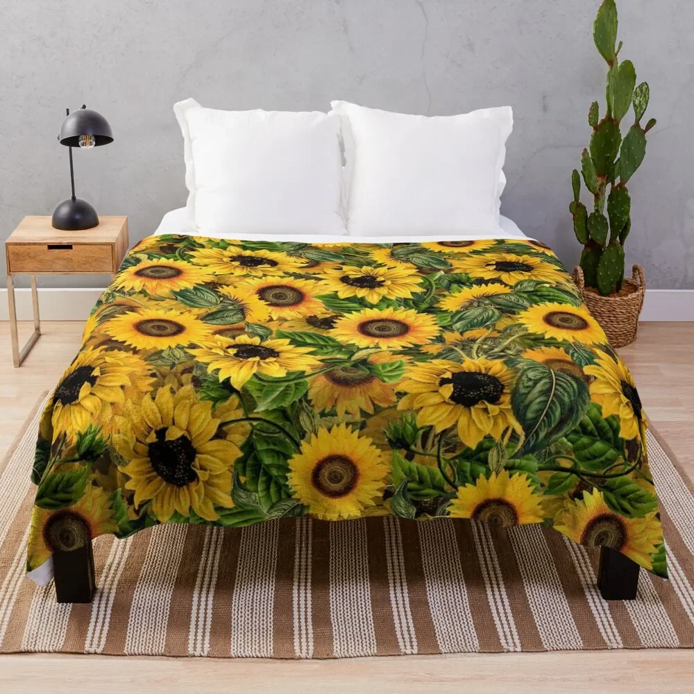 

Vintage Sunflowers Pattern Throw Blanket Hair halloween For Decorative Sofa Blankets