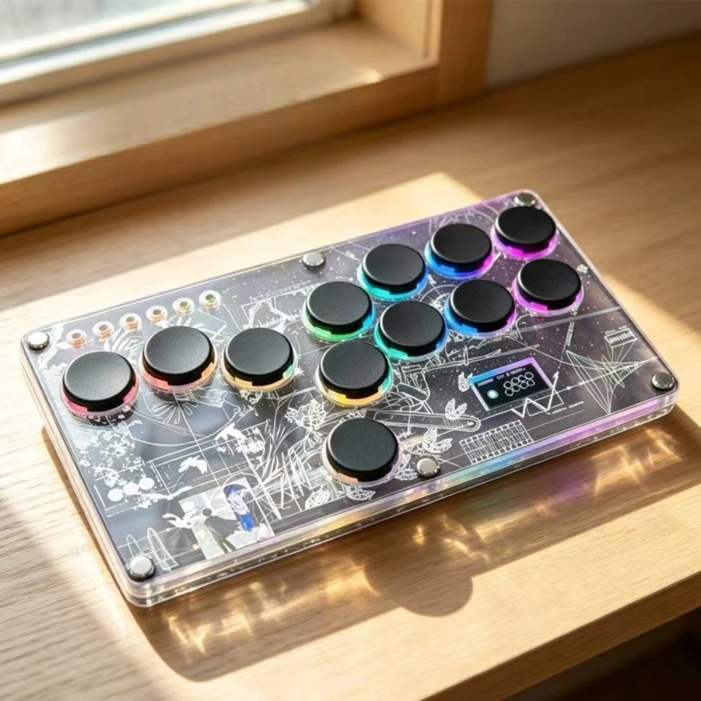 SKY2040 Raspberry Pi Hifboxkbd Keyboard Custom Pattern Wired Hot Swap OLED Screen RGB 12key Layout for PC/PS4 Game Keyboard Gift