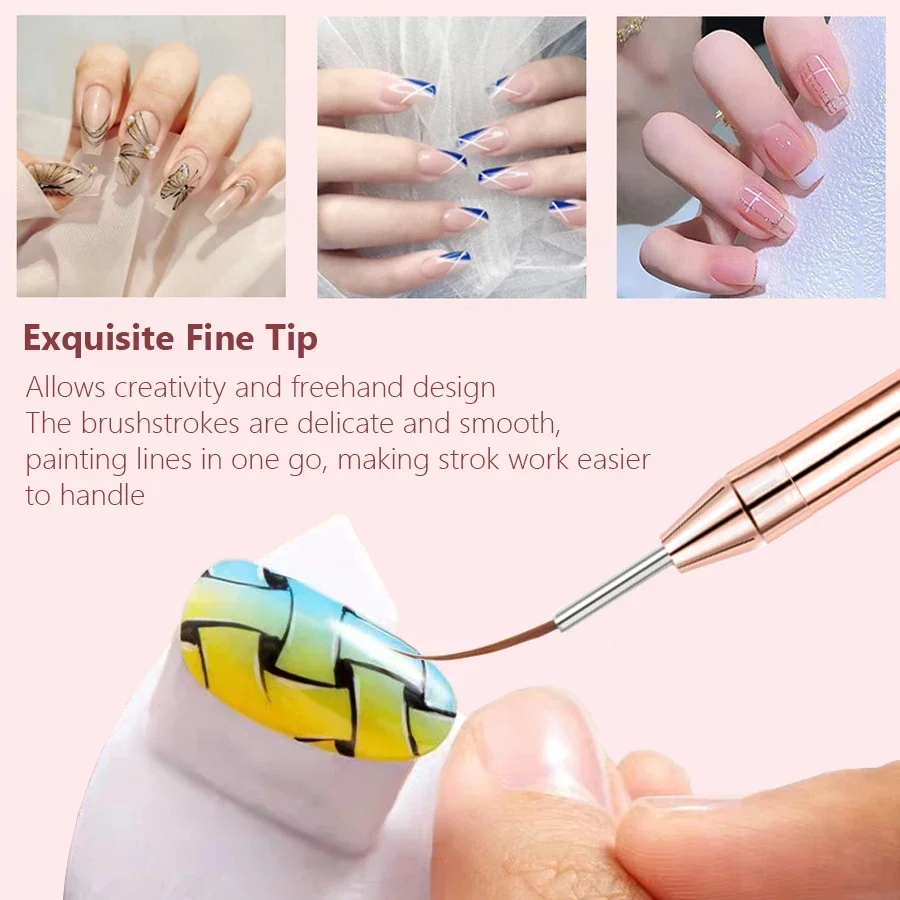 مجموعة فرش بطانة فنية للأظافر مكونة من 5 قطع - أقلام رسم شريطية/خط/زهرة لتقليم طلاء جل الأكريليك #4