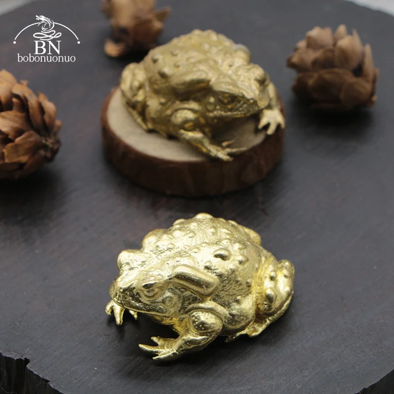 Vintage Copper Animal Toad Statue Heavy Brass Miniature Figurines Office Desk Ornament Home Decoraion Accessories Lucky Tea Pets
