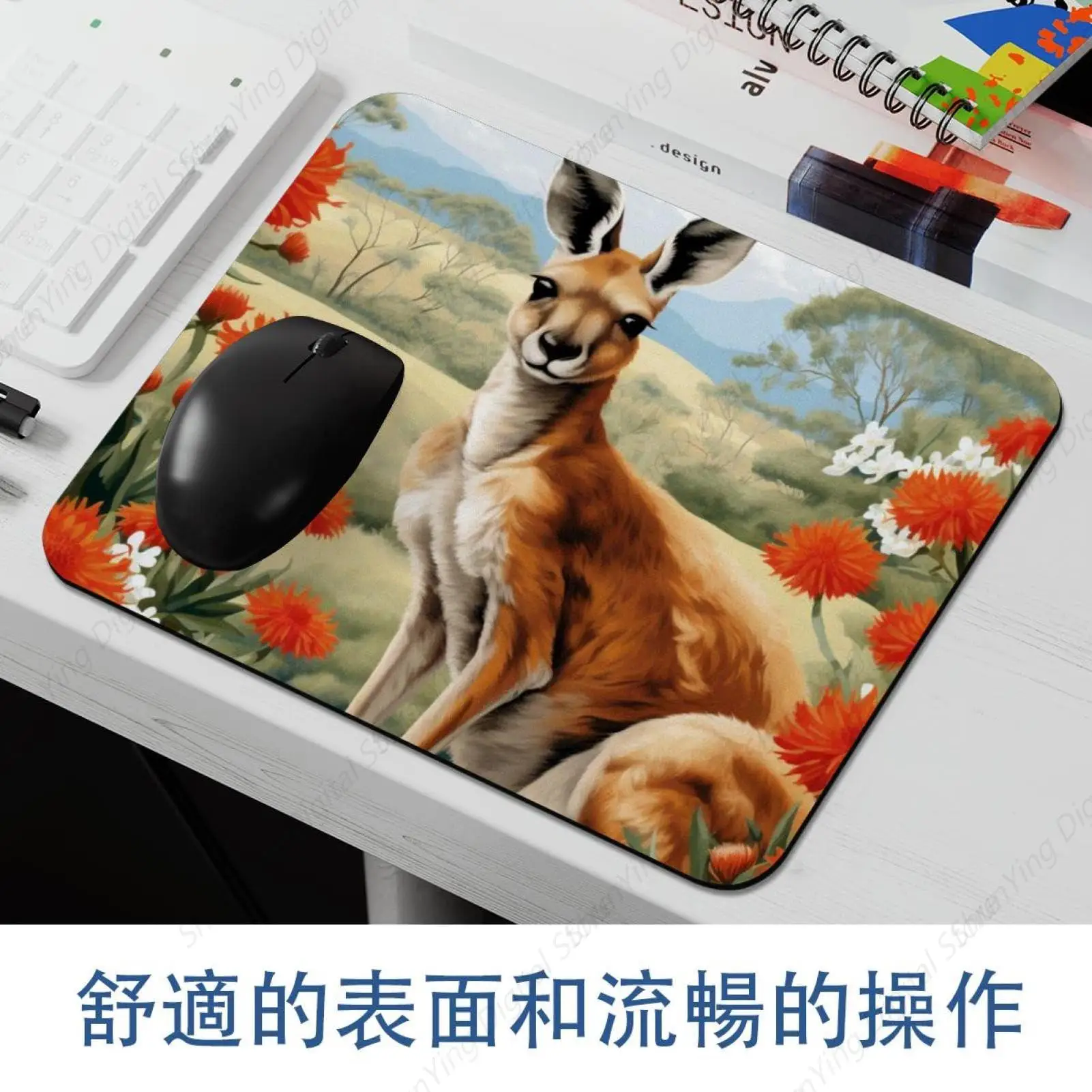 Canguru mouse pad antiderrapante de borracha portátil adequado para jogos escritório laptop mouse pad 25*30cm