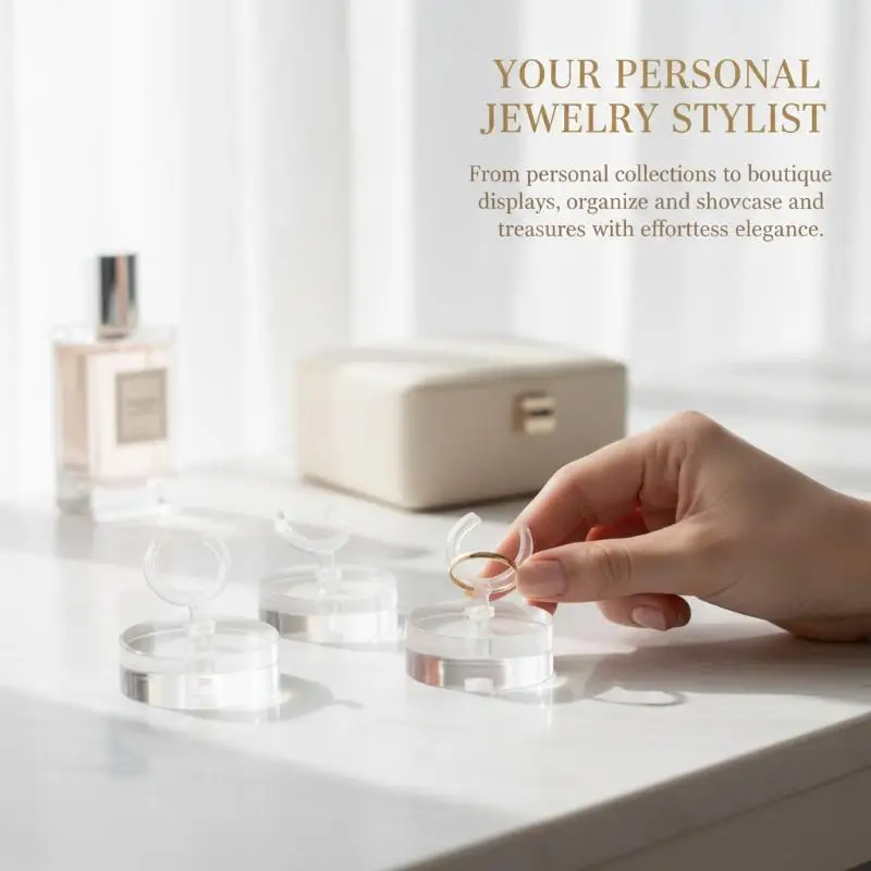 New Geometric Clear Acrylic Jewelry Display Stand Ring Earring Showcase Prop Wedding Photography Decoration Storage Case